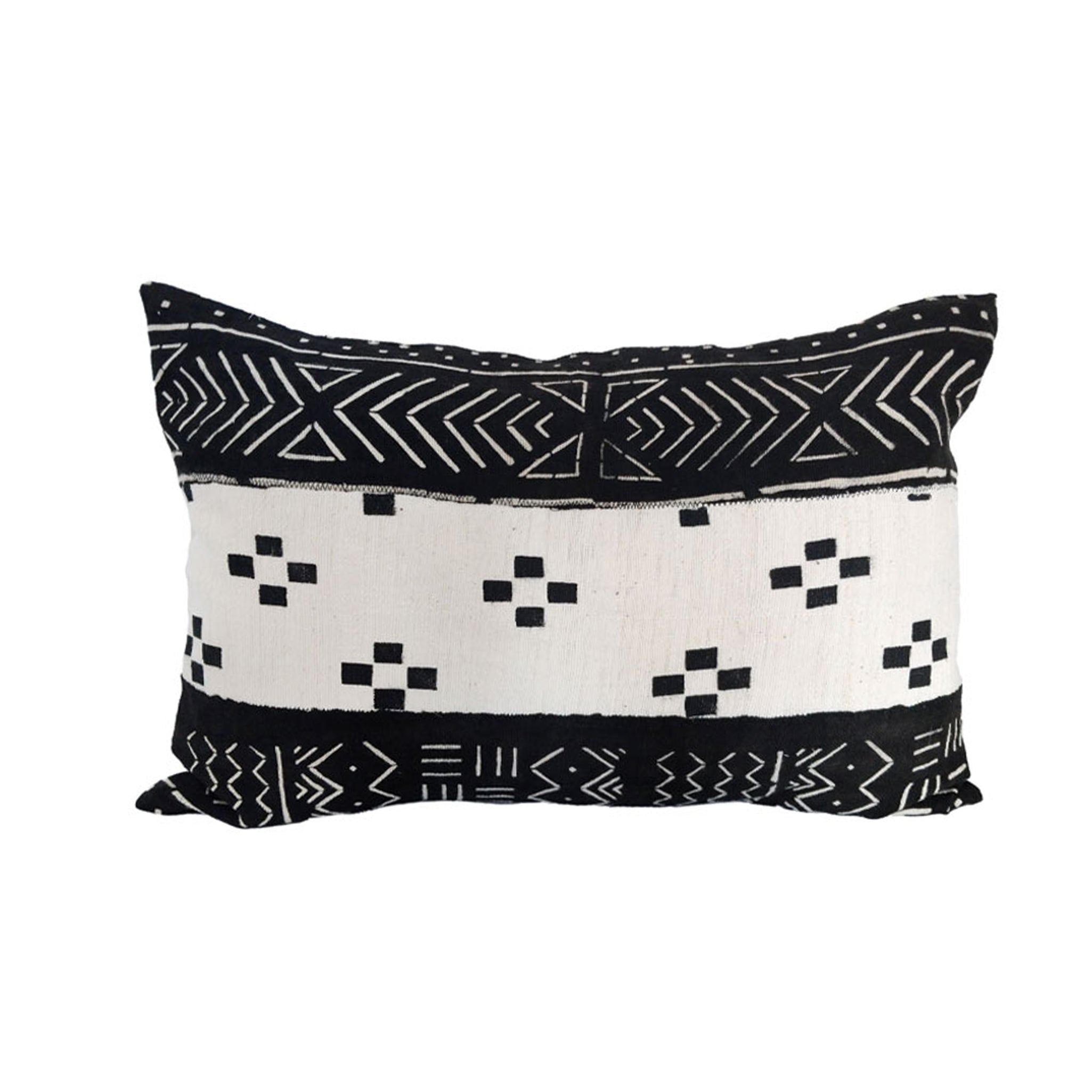 Bogolan Mud Cloth Black And White 3 Cushion Cover - Art Of Curation