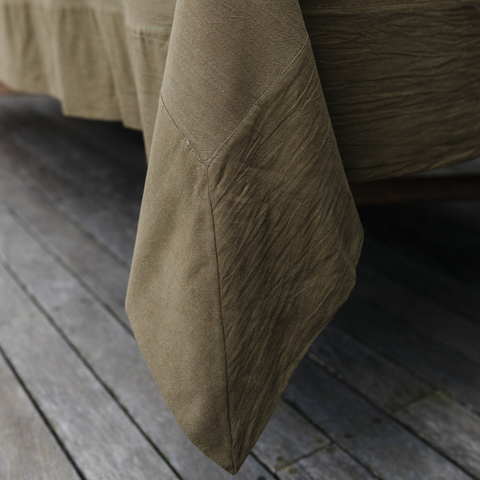 Stonewashed Cotton Forest Green Tablecloth - Art of Curation