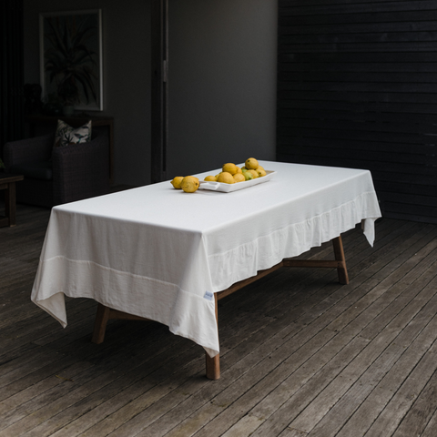 Stonewashed Cotton Ivory Tablecloth - Art of Curation