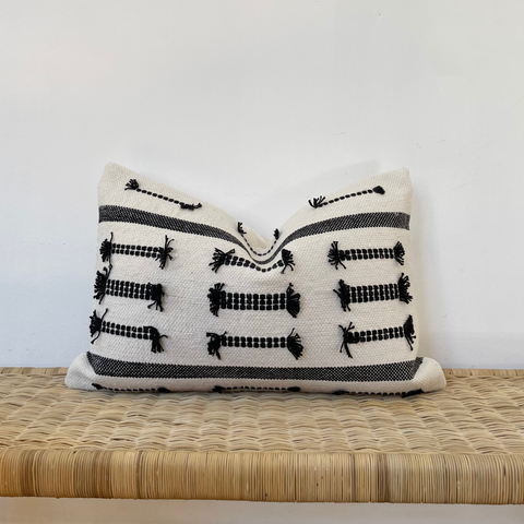 Boho Black on Natural Cushion