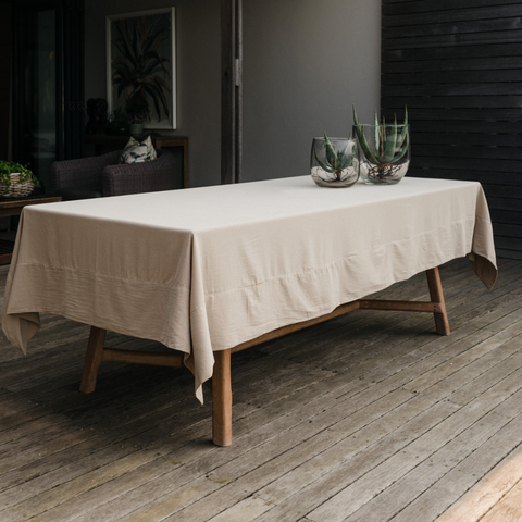 Stonewashed Cotton Sand Tablecloth - Art of Curation