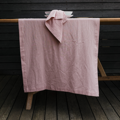 Stonewashed Cotton Rosé Table Runner