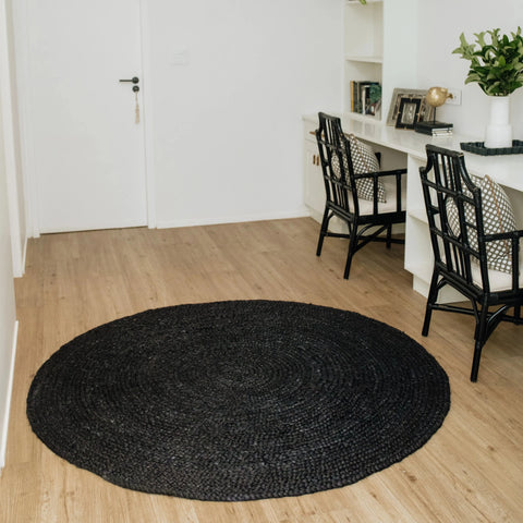 Black Jute Round Rug