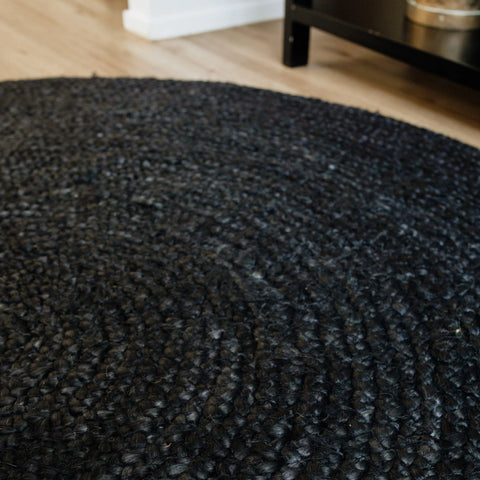 Black Jute Round Rug