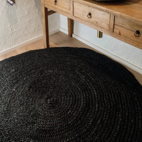 Black Jute Round Rug