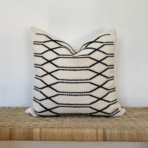 Diagonals Black on Natural Cushion