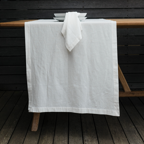 Stonewashed Cotton Ivory Table Runner