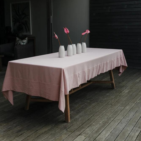 Stonewashed Cotton Rosé Tablecloth - Art of Curation