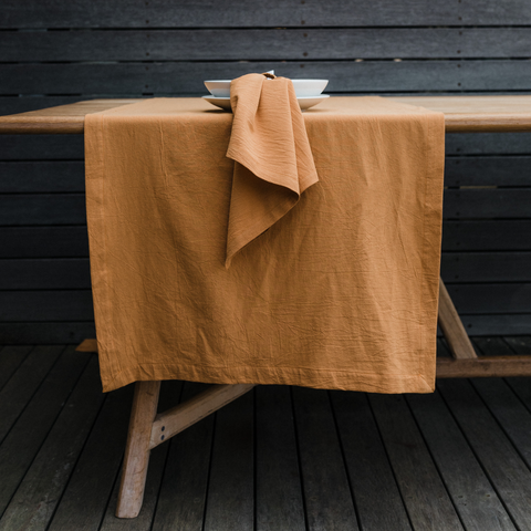 Stonewashed Cotton Rust Table Runner