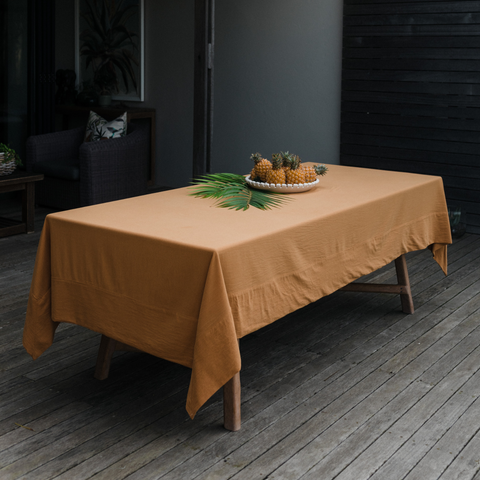 Stonewashed Cotton Rust Tablecloth - Art of Curation