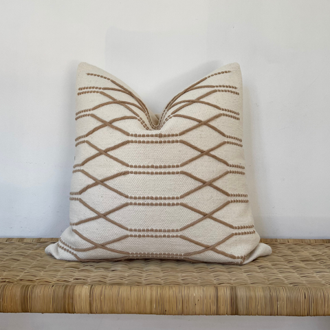 Diagonals Dark stone on Natural Cushion