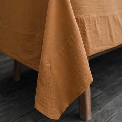 Stonewashed Cotton Rust Tablecloth - Art of Curation