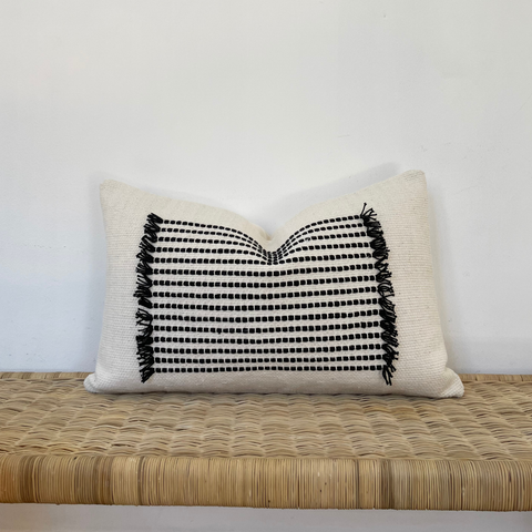 Central Black Square Cushion