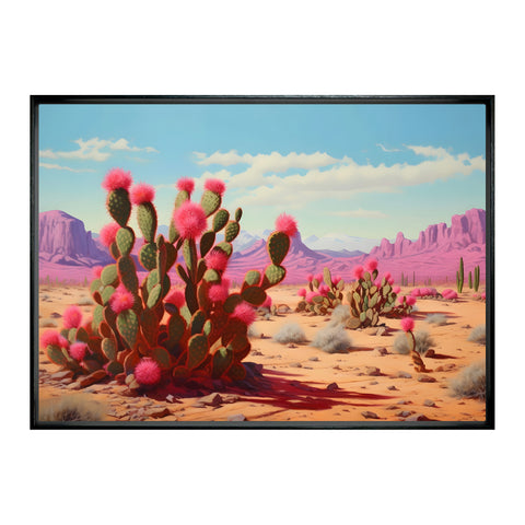 Pink Cactus Framed Canvas