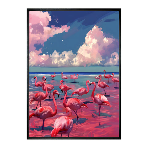 Flamingo Dreams Framed Canvas