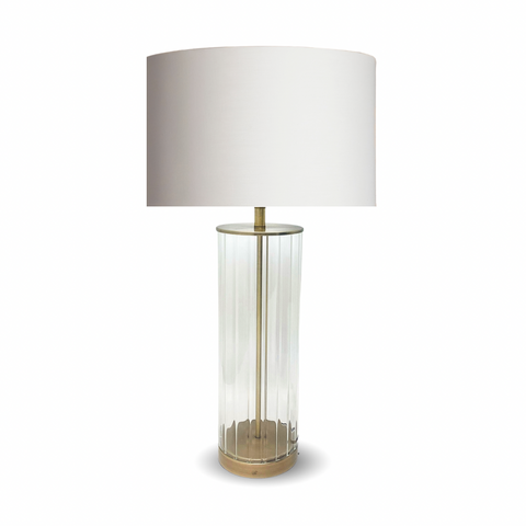Brass Fluted Glass Tube Lamp