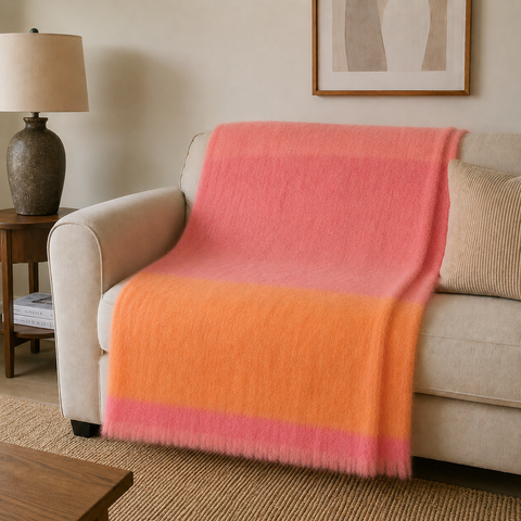 Coral Mohair Blanket