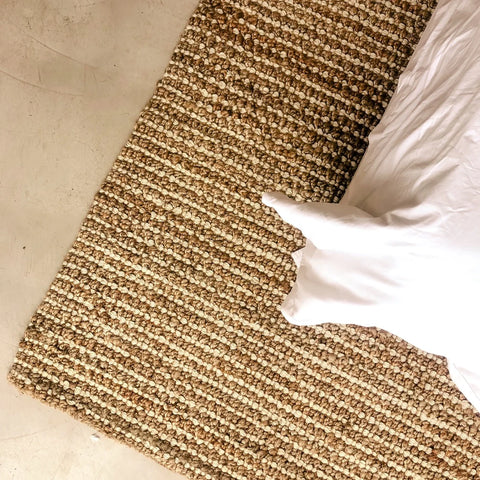 Jute Natural Rug with Cream Cotton Loops