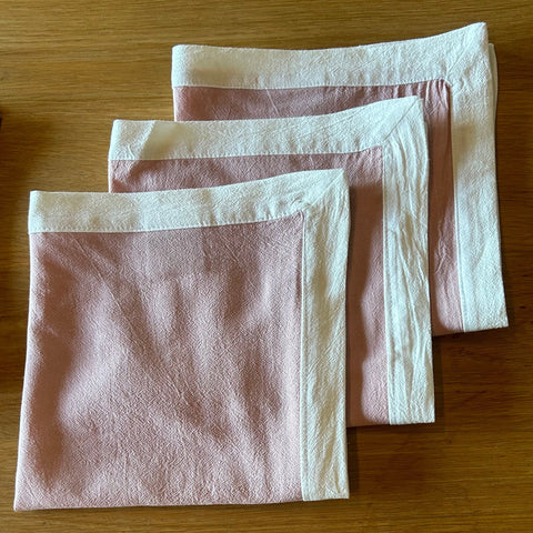 Rosé with Ivory Border Cotton Napkin Set