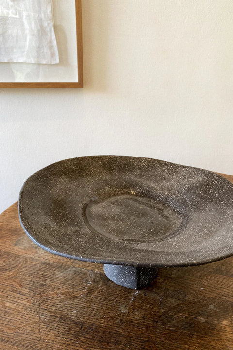 Footed Platter | Black Speckle