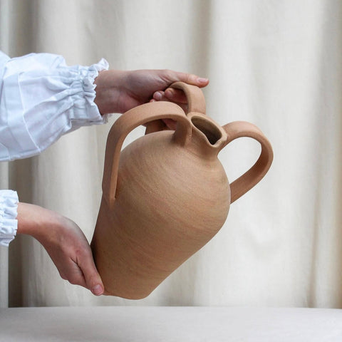 Large 3 Handle Terracotta Jug