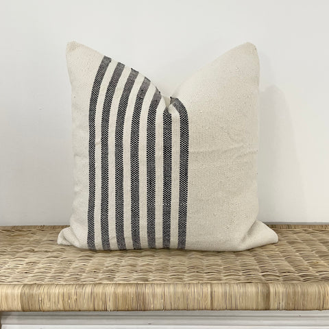 Black Vertical Stripes on Natural Cushion
