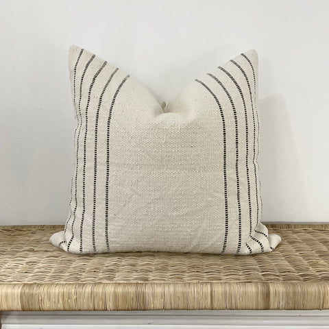 Charcoal Side Stripes on Natural Cushion