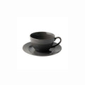 Embossed Lines Dark Grey Cup And Saucer - Art of Curation