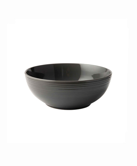 Embossed Lines Dark Grey Salad Bowl - Art of Curation