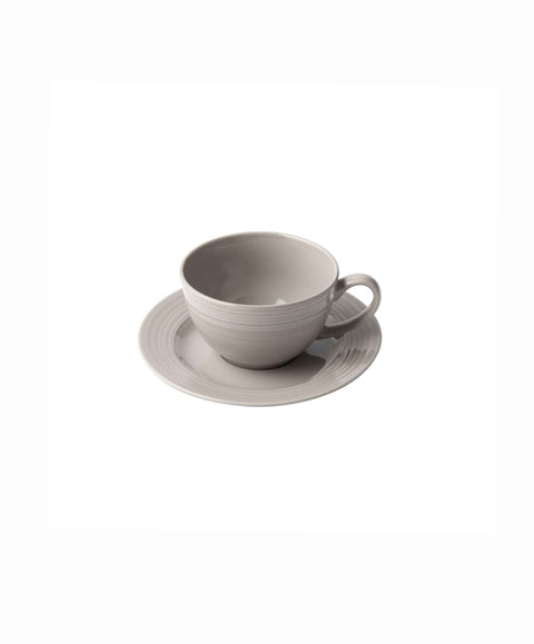 Embossed Lines Light Grey Cup And Saucer - Art of Curation
