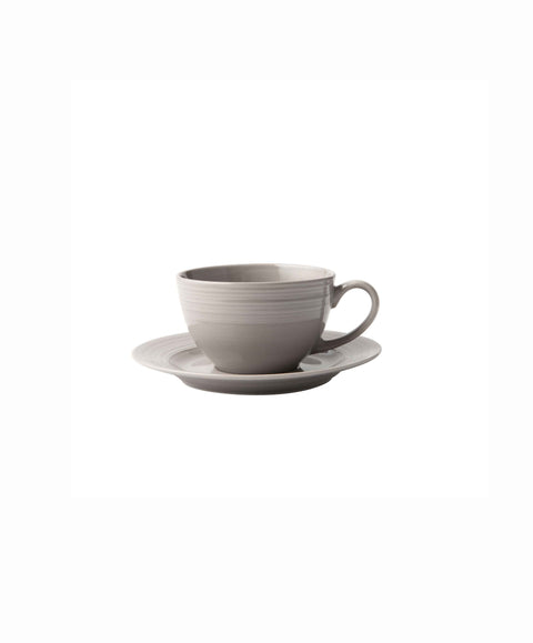 Embossed Lines Light Grey Cup And Saucer - Art of Curation