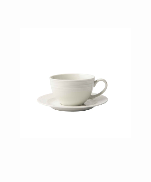 Embossed Lines Cream Cup And Saucer - Art of Curation