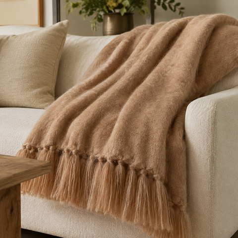 Latte Mohair Blanket
