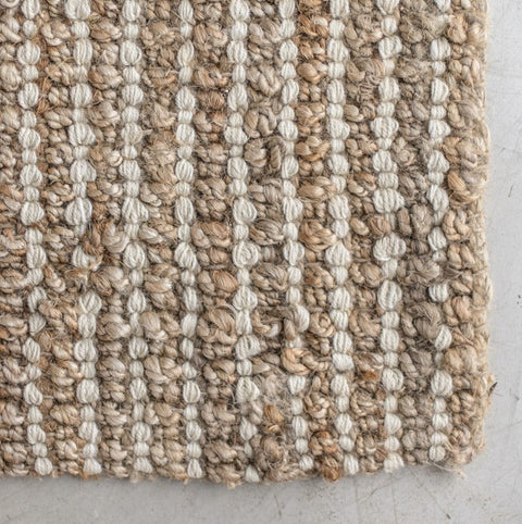 Jute Natural Rug with Cream Cotton Loops