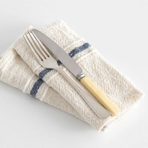 Natural Country Napkin with Navy Stripe