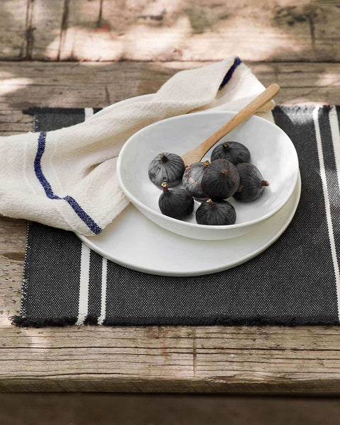 Natural Country Napkin with Navy Stripe