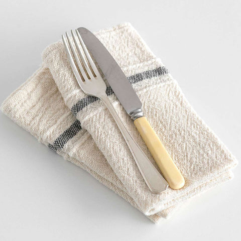Natural Country Napkin with Charcoal Stripe