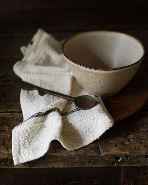 Natural Country Napkin with Charcoal Stripe