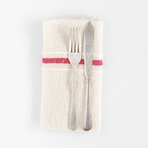 Natural Country Napkin with Red Stripe