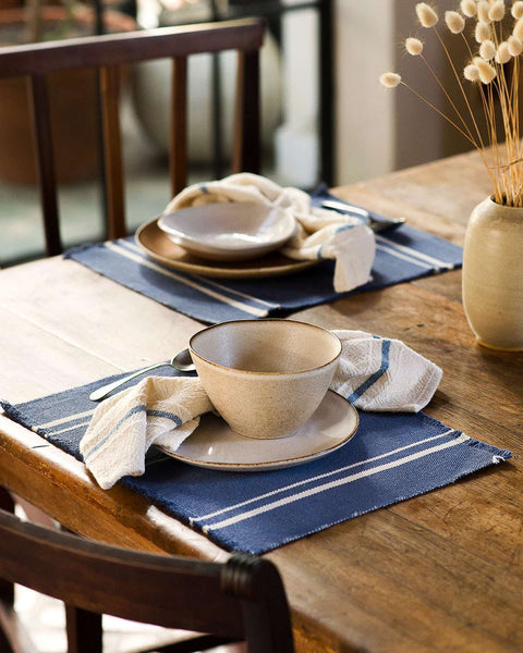 Natural Country Napkin with Denim Stripe