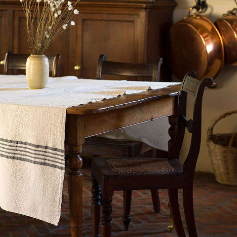Country Table Cloth - Charcoal stripe