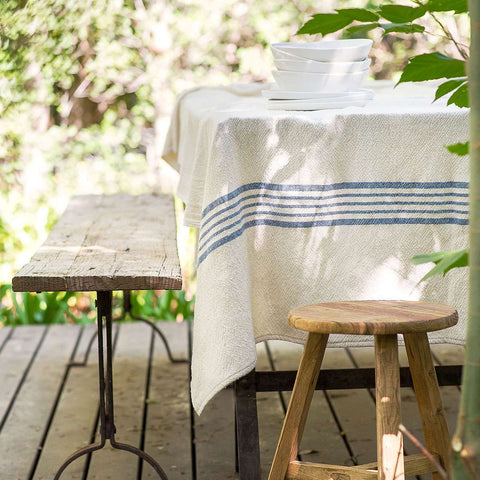 Country Table Cloth - Denim stripe