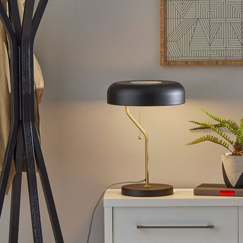 Allegra Black and Brass Lamp with USB port